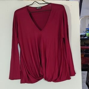 Kensie Girl Deep Red Long Sleeve Top